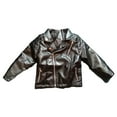 thumbnail image 2 of Cuzibr Boys Jacket Stylish Turndown Collar Zipper Up Short Leather Jacket Solid Color Soft Comfortable Trendy Winter Clothes,Black,4-5 Years, 2 of 6
