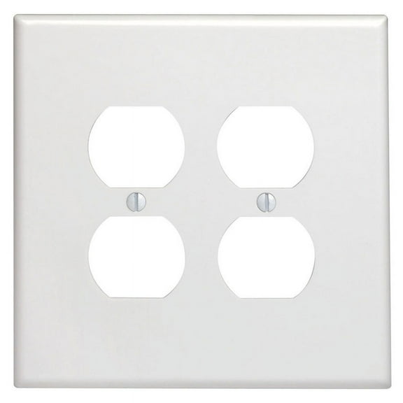 1 Pc, Leviton White 2 Gang Thermoset Plastic Duplex Wall Plate 1 Pk
