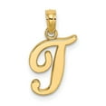 thumbnail image 1 of Diamond2Deal 14K Yellow Gold Script Letter T Initial Pendant for Women (L- 0.69inch, W- 0.38inch), 1 of 6