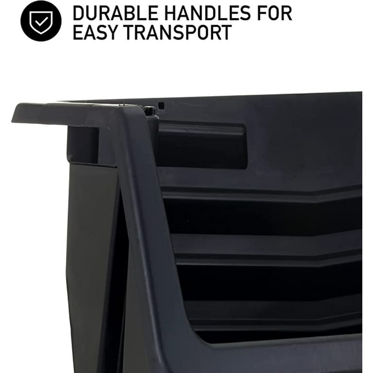 Hyper Tough Heavy Duty Nesting Plastic Stack Bin, Black