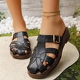 thumbnail image 2 of Hopeusnice Women's Slippers Non-Slip Breathable Flat Heel Closed-Toe Sandals Trendy Soft PU Materials Summer And Fall Shoes Round Toe Shoes for Beach Round Toe Arch Support Shoes Black 40, 2 of 7