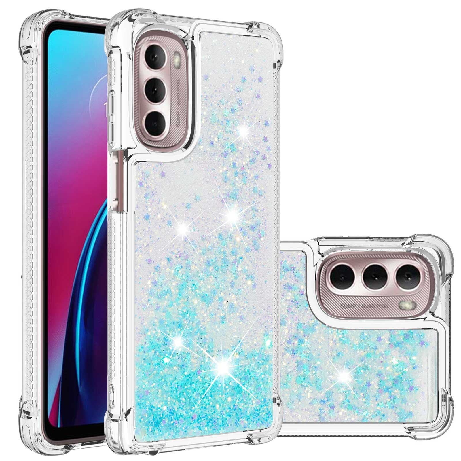 PONRFEKT Elettrolitico Glitter Cover per otorola oto G52,con Supporto