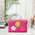 thumbnail image 5 of Nylea Preppy Stuff Patch Makeup Bag, PU Leather Smiley Face Makeup Bag Portable Waterproof Small Pouch, Daily Use Travel Cosmetic Pouch for Women Girls Gift (MAGENTA), 5 of 7