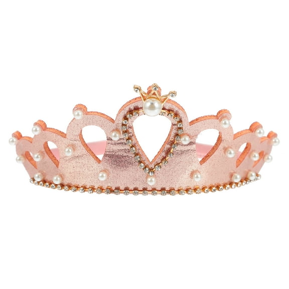 GAXIRE Pink Pearl and Rhinestone Tiara Headband, Ideal for Party Decoration and Girls' Keepsake Gift