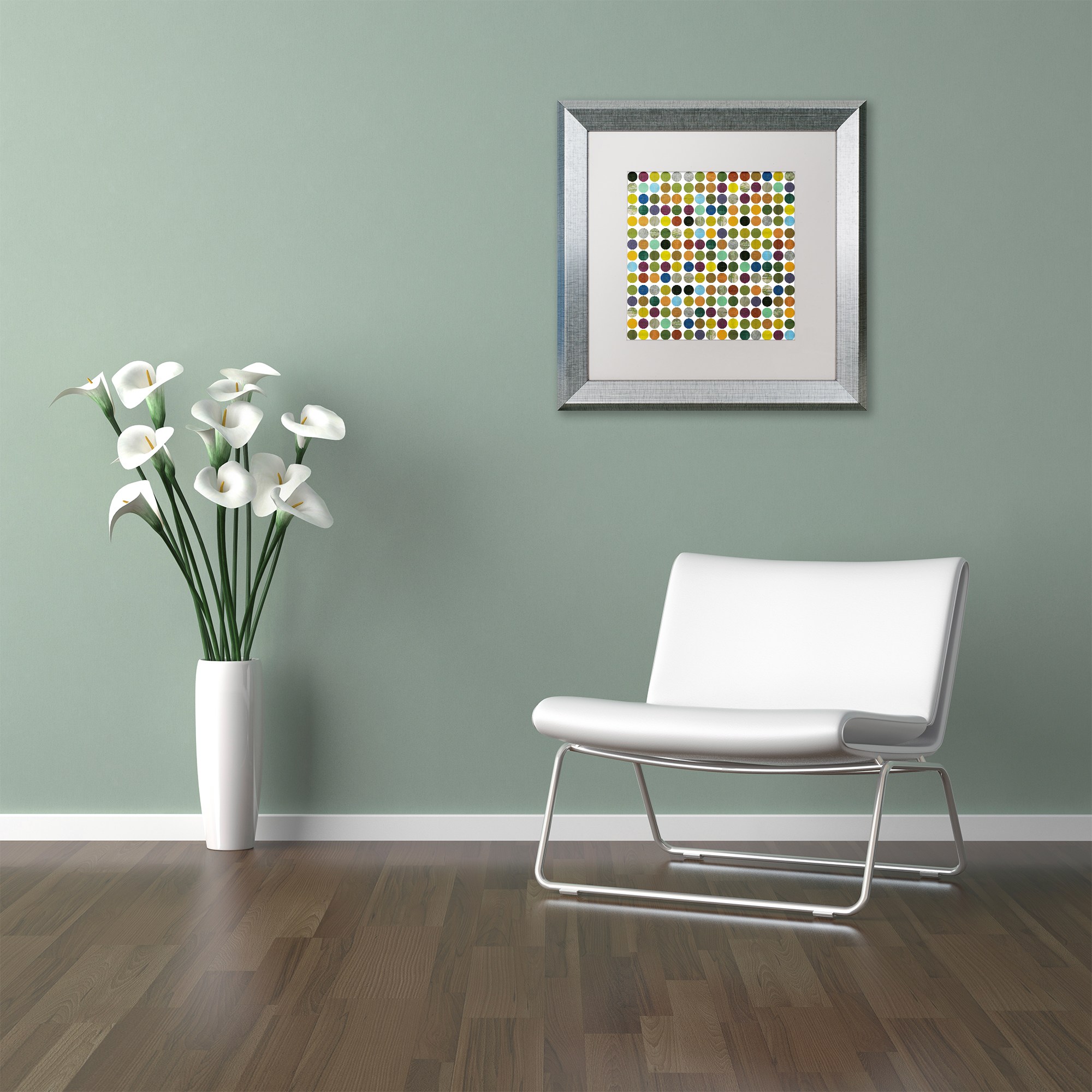 Trademark Fine Art "Rustic Rounds 125" Canvas Art by Michelle Calkins, White Matte, Silver Frame