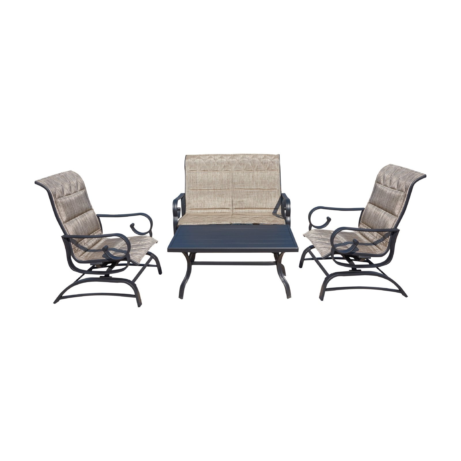 Every Season Iron 4 Piece Sling Gliders Patio Conversation Set - Walmart.com