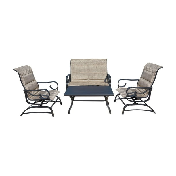Every Season Iron 4 Piece Sling Gliders Patio Conversation Set - Walmart.com - Walmart.com