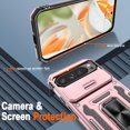 thumbnail image 4 of KOMI for Google Pixel 9 Pro XL Case with [2 Pack] HD Screen Protector + Slide Camera Cover, 360° Rotation Ring Kickstand [Military Grade] Shockproof Protective Phone Cover for Pixel 9 Pro XL Rose Gold, 4 of 5