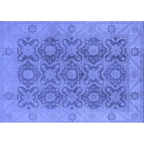 Ahgly Company Machine Washable Indoor Rectangle Oriental Blue Traditional Area Rugs, 2' x 4'