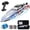 Blue, variant on DEERC 16" Brushless RC Boat for Adults, 35+ KPH, Self-Righting, 2 Batteries 3S Power, Capsize Recovery, Carrying Case, Hobby Grade Remote Control Racing Boat for Lakes and Pools, Metal Drive Shaft