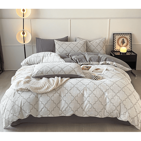 Xiao Hua Juego de sábanas, juego de sábanas y fundas de almohada, juego de cama individual, ropa de cama de hotel, decoración del hogar (Gray)