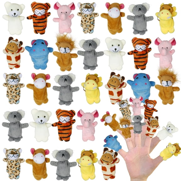30-Pack Animal Finger Puppets - Soft Plush Zoo Toys for Storytime, Party Favors & Classroom Rewards