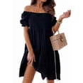 thumbnail image 3 of Women'S Summer Lantern Sleeves Ruffled Off Shoulder A-Line Dresses Black XL, 3 of 9