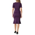 thumbnail image 3 of INSPIRE CHIC Peplum Blouse Skirt Set for Women's Business Outfit Square Neck Short Sleeve Top Fishtail Bodycon Skirt S Purple, 3 of 6
