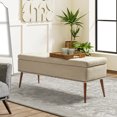 thumbnail image 2 of 47" Flip Top Storage Bench, Tina's Home Upholstered Ottoman Button Nailhead Trim Wooden Leg Bedroom, 2 of 8