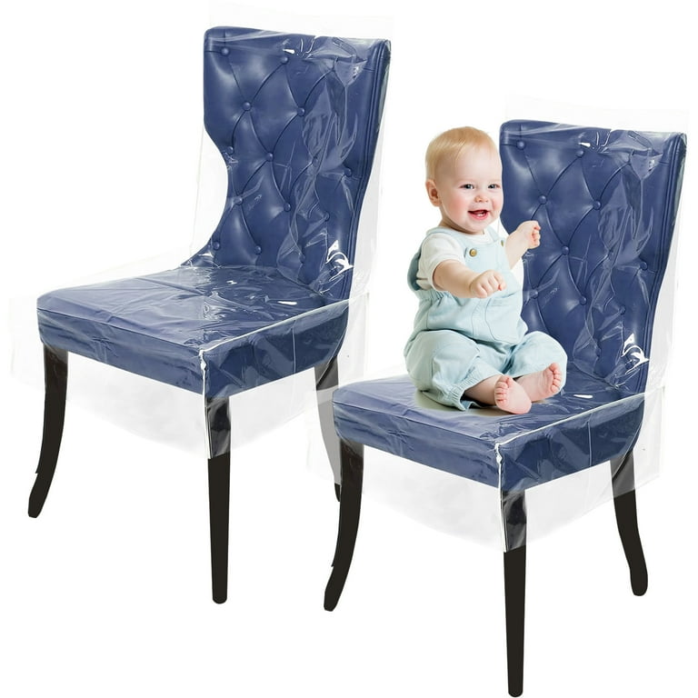 2Pcs Plastic Dining Chair Covers Clear Dining Chair Protector Waterproof Chair Seat Cover Dustproof Clear Dining Chair Slipcover PVC Seat Chair Protector for Home Kitchen Bedroom Walmart
