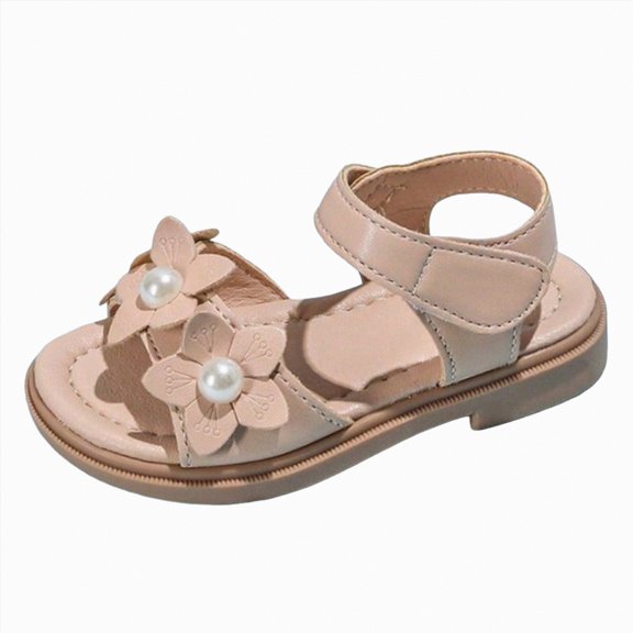 Gubotare Girls Summer Sandals Sandals for Toddlers Little Kids Summer Sandal Adjustable Back Strap Shoes for Girls Boys Size 10.5 (Beige,Toddler 10.5)