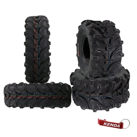 Kenda Bearclaw K299 - 25x8-12 Front & 25x12.5-10 Rear Tires for All Terrain (ATV), UTV, and Side by Side (SxS) Vehicles - 6-Ply - Bear Claw 25x8x12 Front & 25x12.5x10 with Kenda Keychain (4-Pack)