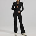 thumbnail image 4 of VISALY Women's 2 Piece Tracksuit Sets Long Sleeve Zipper Jacket with Athletic High Waist Flare Long Leggings Slim Fit Casual Sport Workout Outfit Athleisure Tracksuit Jogger Loungewear Set Black M, 4 of 9