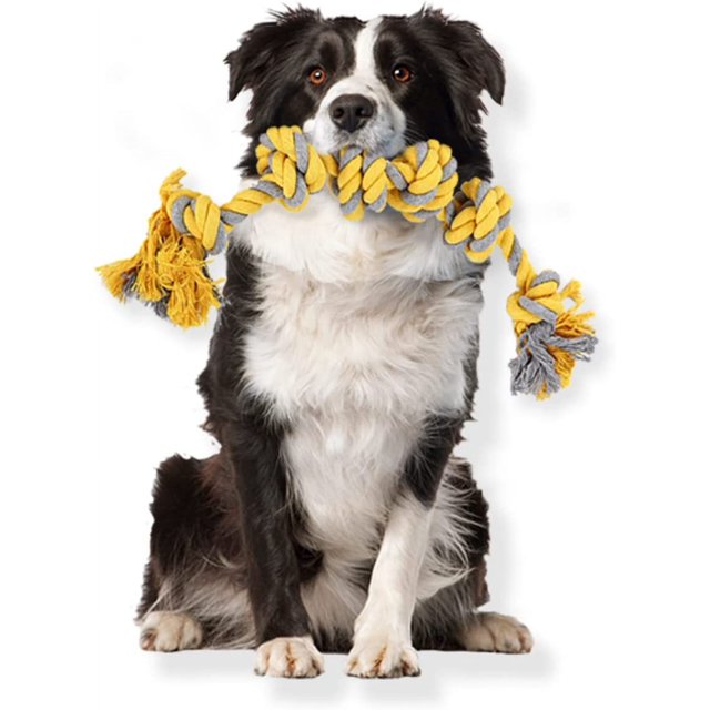 Juguete para perros casi indestructible para perros medianos y grandes, juguetes interactivos de cuerda para perros de 60 cm y 6 nudos, juguete masticable resistente para limpiar los dientes, juguete