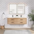 thumbnail image 4 of Pemberly Row 60"W Wood Brown Double Bath Vanity w/ Fish Maw White Quartz Stone, 4 of 18
