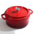 thumbnail image 1 of Olla de hierro fundido para estufa y horno - Horno cubierto de hierro fundido - Redonda - Tamaño 24 cm, Capacidad 3,8 litros, Rojo, 1 of 5