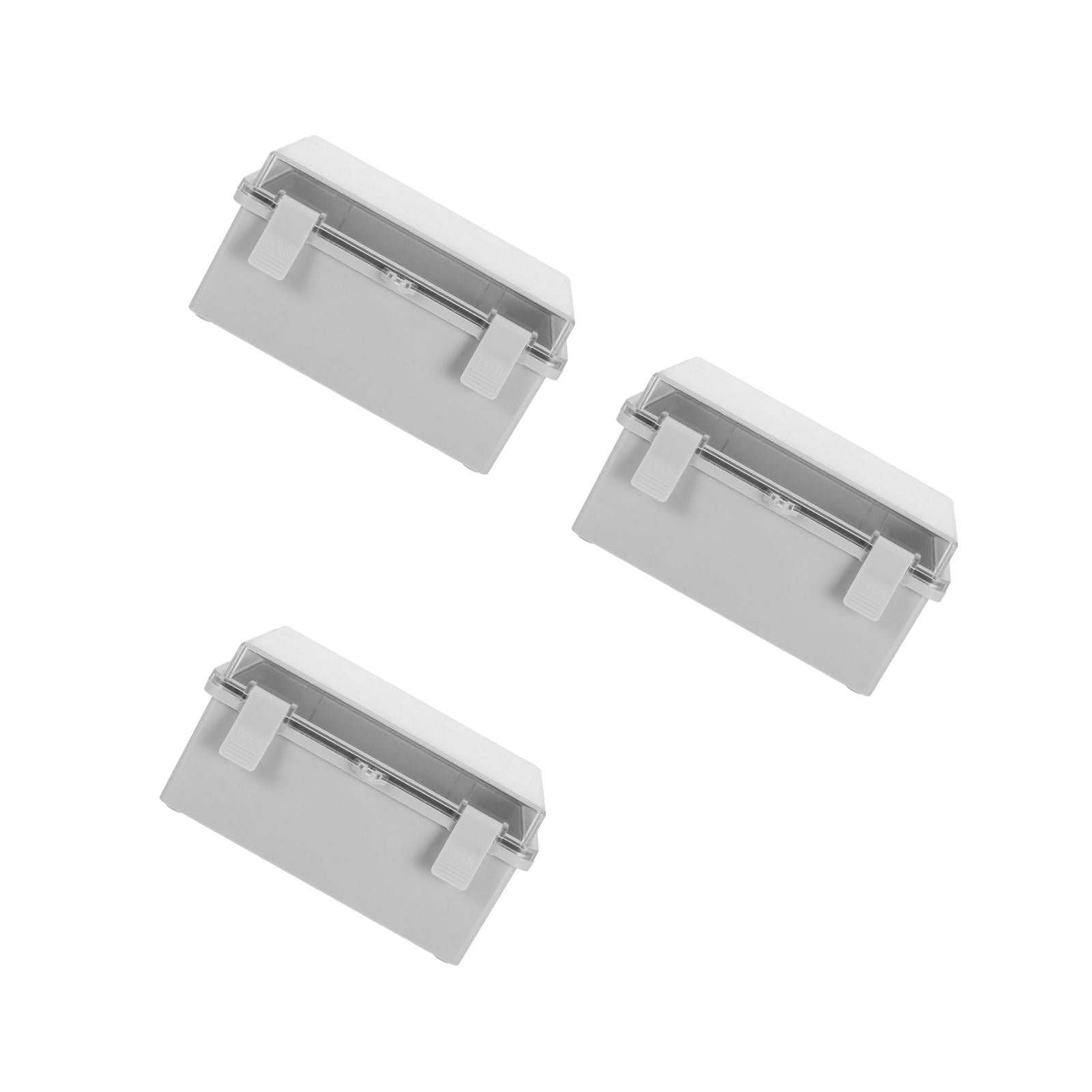 Worgeous 3pcs Plastic Waterproof Electrical Junction Box Dustproof Outdoor Project Enclosure With Hinged Shell And Wall Brackets