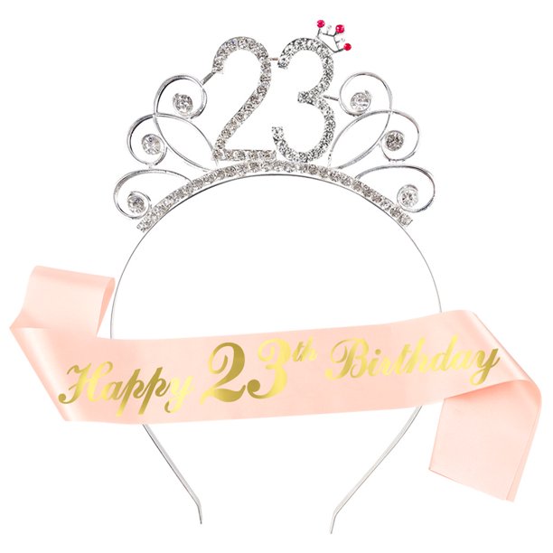 Conjunto de cumpleaños 13 11 10 15 21 30 40 50 60 Cintas para el pelo Cinturón de etiqueta Correas de hombro estampadas