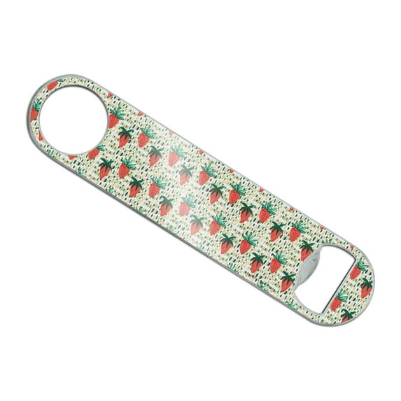 Berry Special Strawberries Stainless Steel Vinyl Covered Flat Bartender Speed Bar Bottle Opener