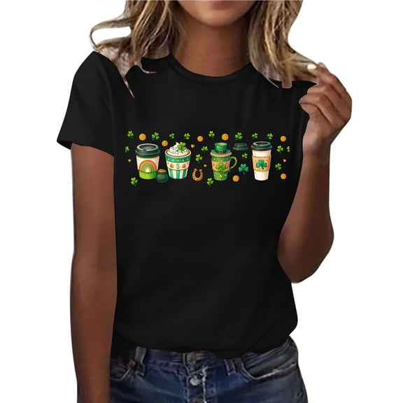 Ailaofu Womens St Patricks Day Shirt Green Shamrock Luck Shirts St Patricks Day Irish Clover Graphic Tshirt Tops
