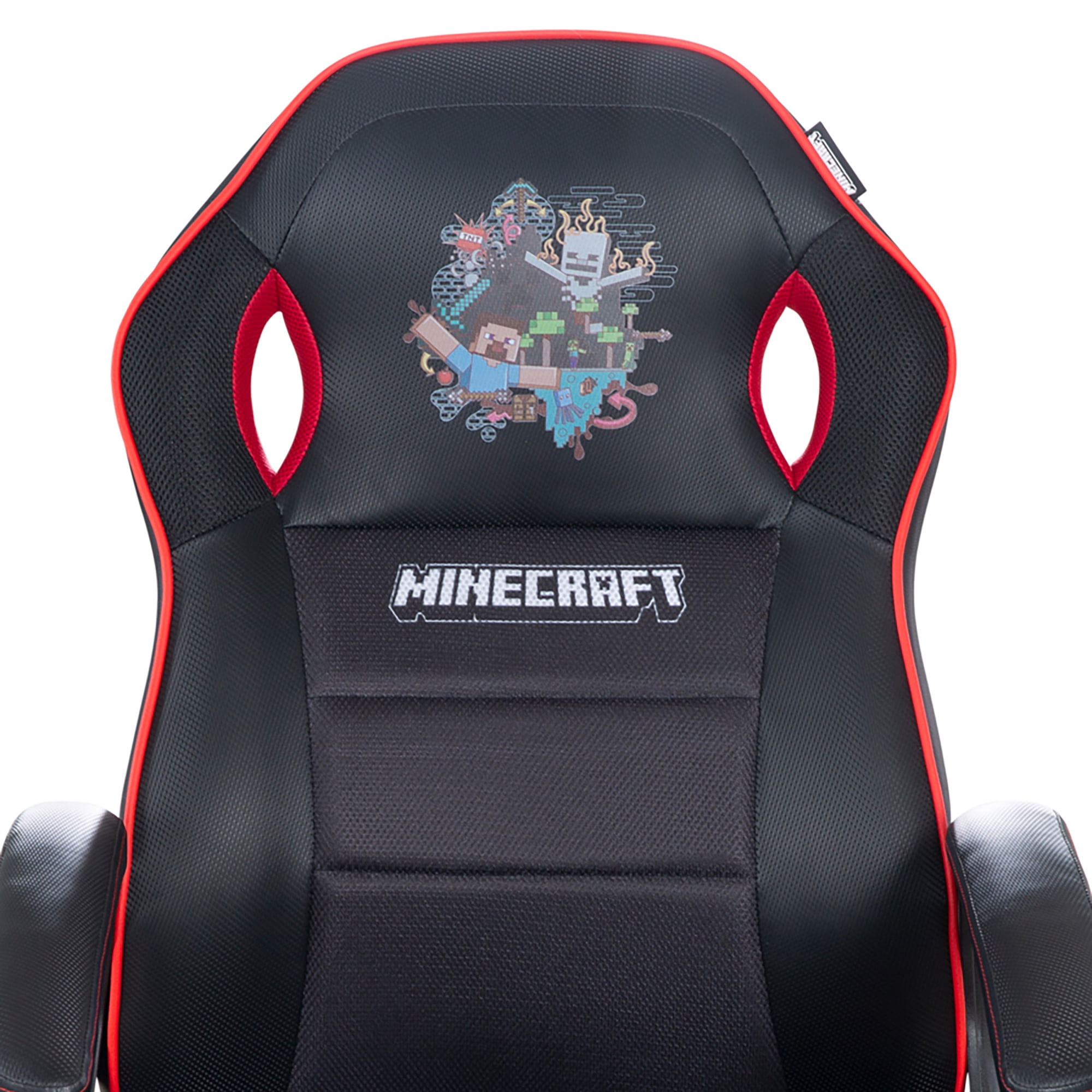 Minecraft: Gaming Chair - Black-Red - 24 x 26", Adult Computer & Desk Chair, 5 Wheels & Height Adjustable, Game Themed Graphics, Furniture, Licensed