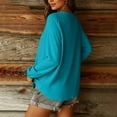 thumbnail image 5 of YUGYXL Women Long Sleeve Shirts Trendy Casual Dressy V Neck Loose Fit Summer Fall Tunic Clothes Blue Sweatshirt S, 5 of 7
