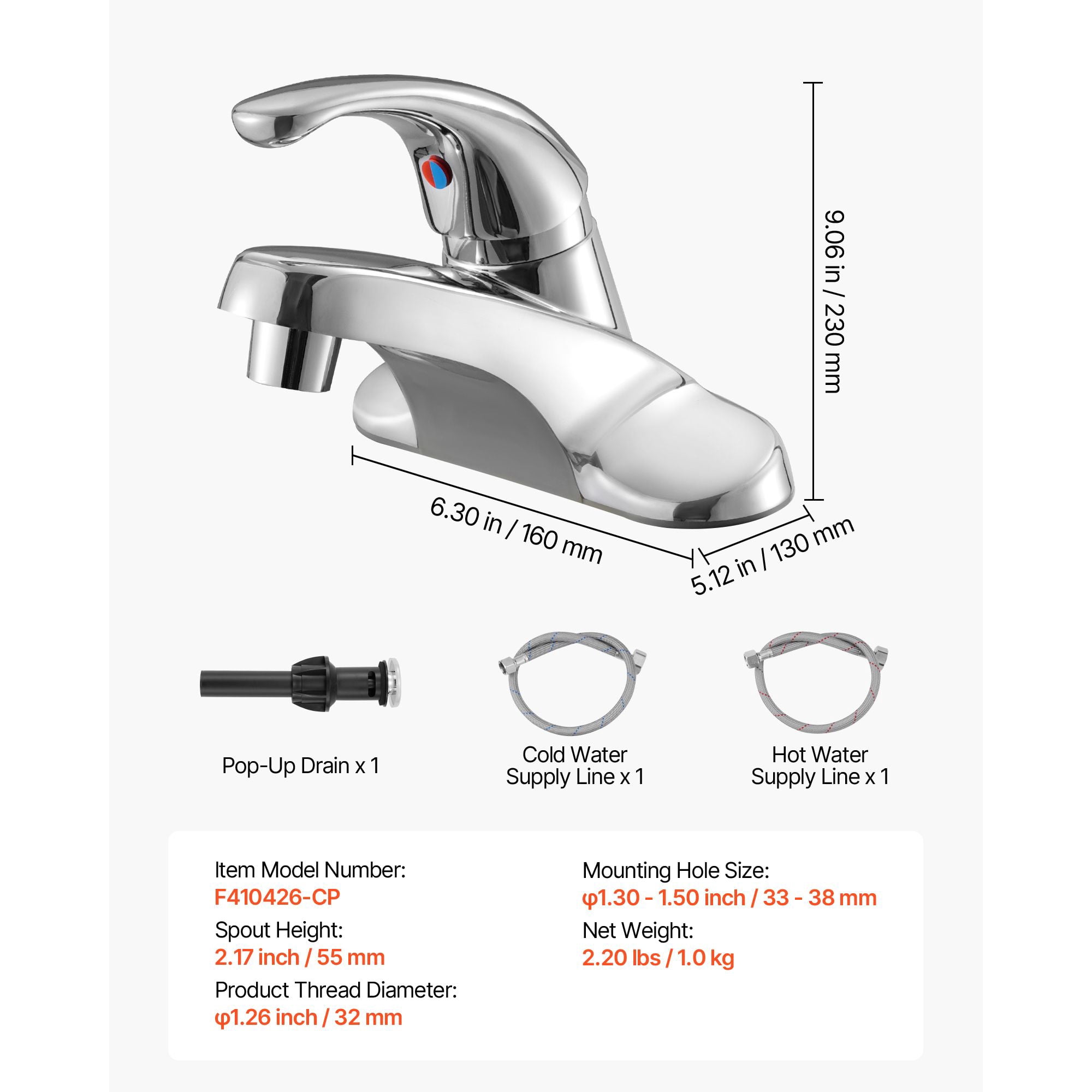 Single Handle Kitchen Faucet, 304 Stainless Steel with Braided Hose, Press-Down Drain, Dual-Function Knob, Compact Design for Bar RV Sink