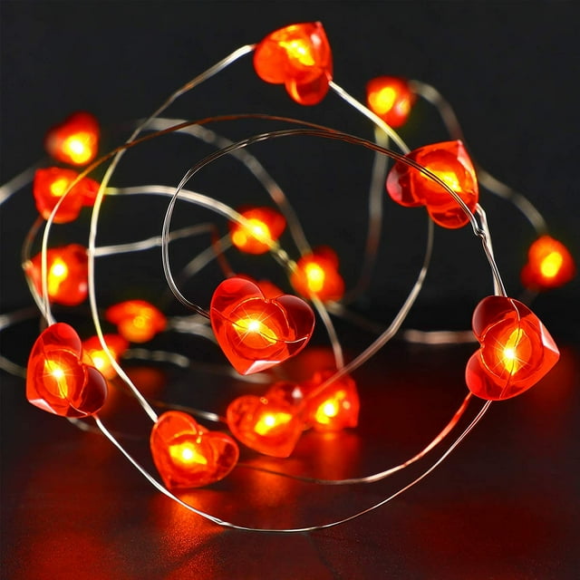 2 Pièces 10ft 20 LEDs Batterie Valentines Lumières Rouge en Forme de Coeur String Lights Valentine Fée String Lights pour Saint Valentin Fête des Mères Fête des Enfants Chambre Anniversaire de Mariage