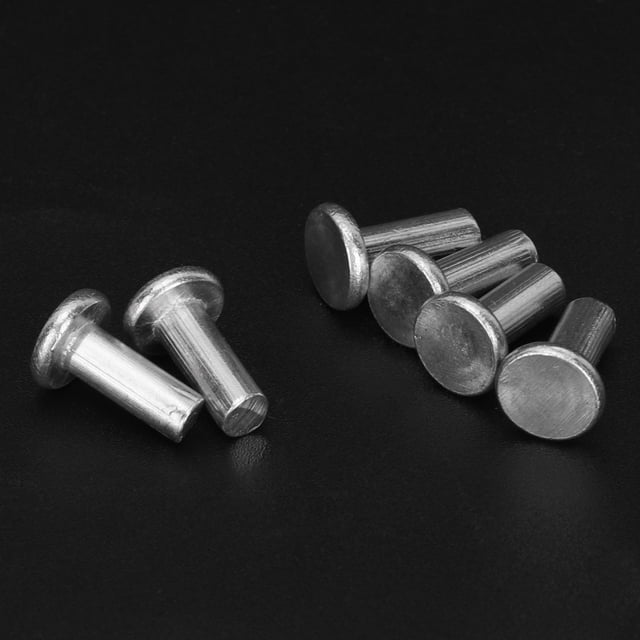 Rivets Solides, 100 Pcs GB867 M4 Tête Plate Rivets Solides Tête Plate Aluminium Solide Rivets Atteindre Plus