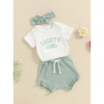 thumbnail image 4 of Daddy's Girl Baby Clothes Newborn Short Sleeve Romper Ribbed Shorts Headband Sets 3Pcs Infant Summer Father's Day Outfits, 4 of 10