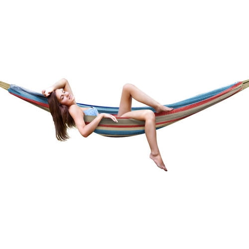 Blue/Sand/Purple/Red Stripes Hanging Rope Carrying Pouch Included, Sorbus Brazilian Double Extra-Long Two Person Portable Hammock Bed 