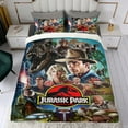 thumbnail image 4 of Parque Jurásico Conjunto de sábanas temático, trío de piezas, cómodo y amigable con la piel, diseño único, regalo de decoración para el hogar para familiares, amigos y fans,173cm *218cm, 4 of 6