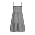 thumbnail image 5 of Penkiiy Women's Plaid A-Line Mini Dress with Side Pockets , Trendy Casual Sleeveless Dress with Adjustable Straps & Ruffle Details XL Gray, 5 of 6