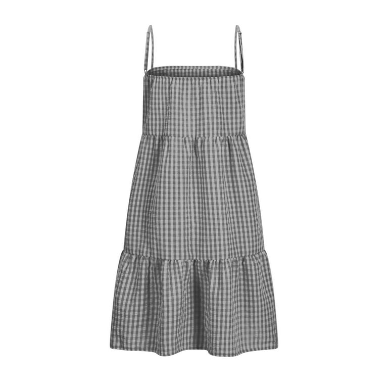 Plaid Dress for Women 2025 Fashion Spaghetti Strap Sleeveless