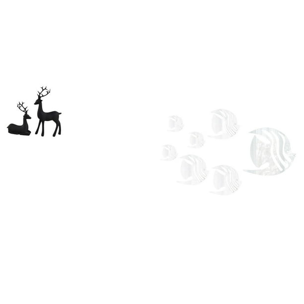 Estatua de reno,Estatua de reno negro,decoración del hogar,arte y artesanía,Figura de ciervo de resina coleccionable,regalo para balcón,Adhesivo de pared,Calcomanías de pared de peces para