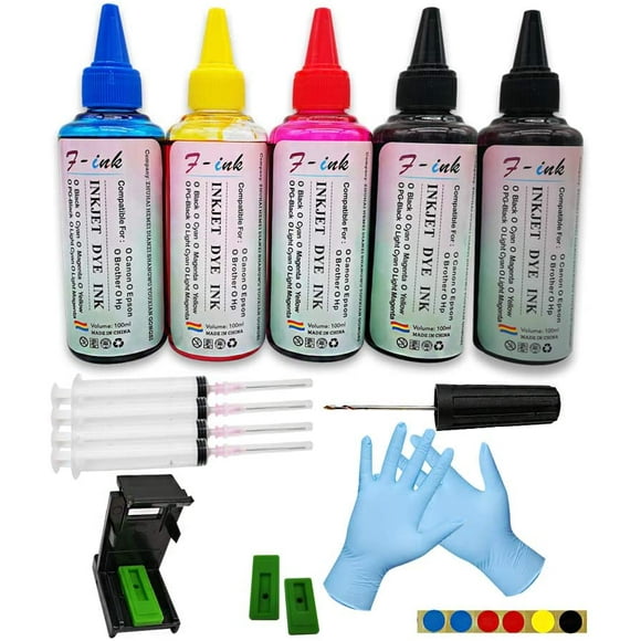 F-ink 5 Bottles Ink and Ink Refill Kits Compatible for Canon Ink Cartridges 240 241 PG-240XL CL-241XL PG-240 CL-241