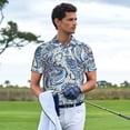 thumbnail image 3 of Yiaed Paisley Floral BranchesPrint Men's Short Sleeve Polo Shirt,Golf Polo for Men Three-Button Golf Shirt Athletic Casual Collared T-Shirt- 3X-Large, 3 of 7