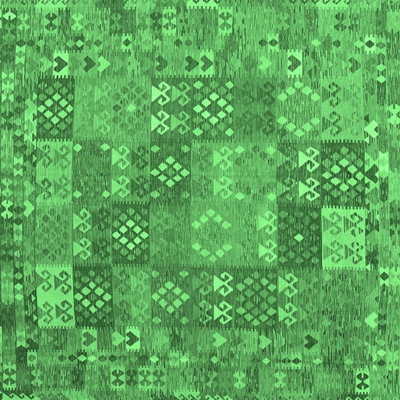 Ahgly Company Indoor Square Southwestern Emerald Green Country Area Rugs, 8' Square