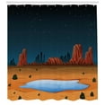 thumbnail image 2 of Oasis Shower Curtain, Illustration of Arizona Landscape at Night Pond and a Starry Sky, Fabric Bathroom Set with Hooks, 69W X 84L Inches Extra Long, Dark Night Blue and Multicolor, by Ambesonne, 2 of 2