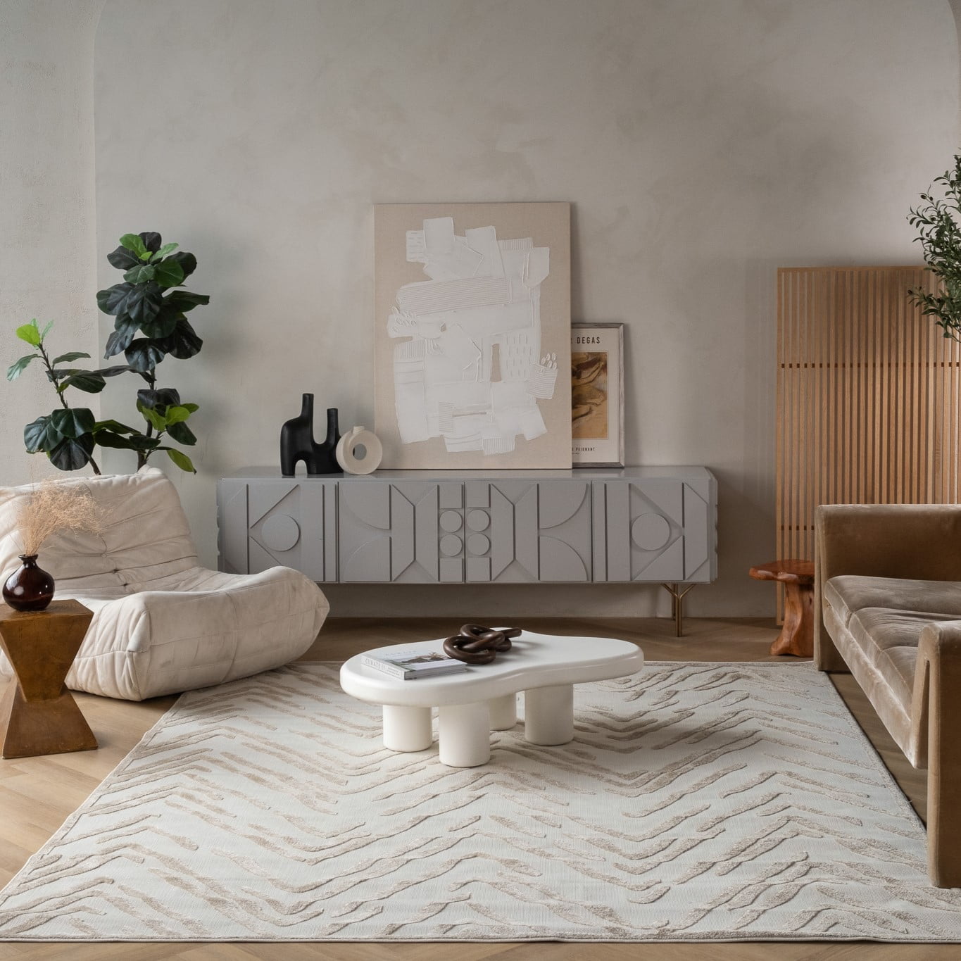 Rug Branch Alfombra Abstract Indoor Outdoor Area Rug, Beige Cream, Modern - Living Room, Bedroom, Dining Room, and Kitchen