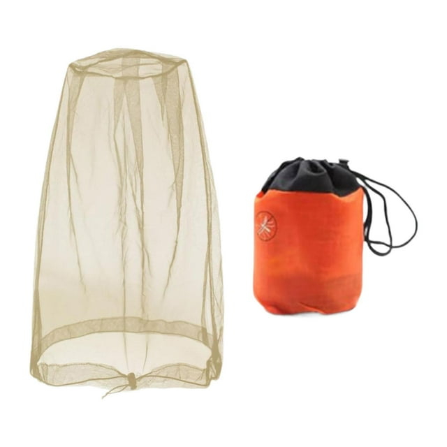 Mosquitera para sombrero con bolsa de transporte, resistente malla para la cabeza y la cara. Amarillo S