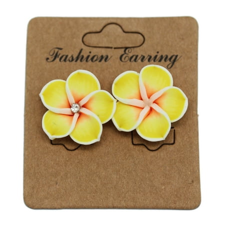 Yellow And White Hawaiian Orchid Tropical Flower Fashion Earrings Yellow And White Hawaiian Orchid Tropical Flower Fashion Earrings
