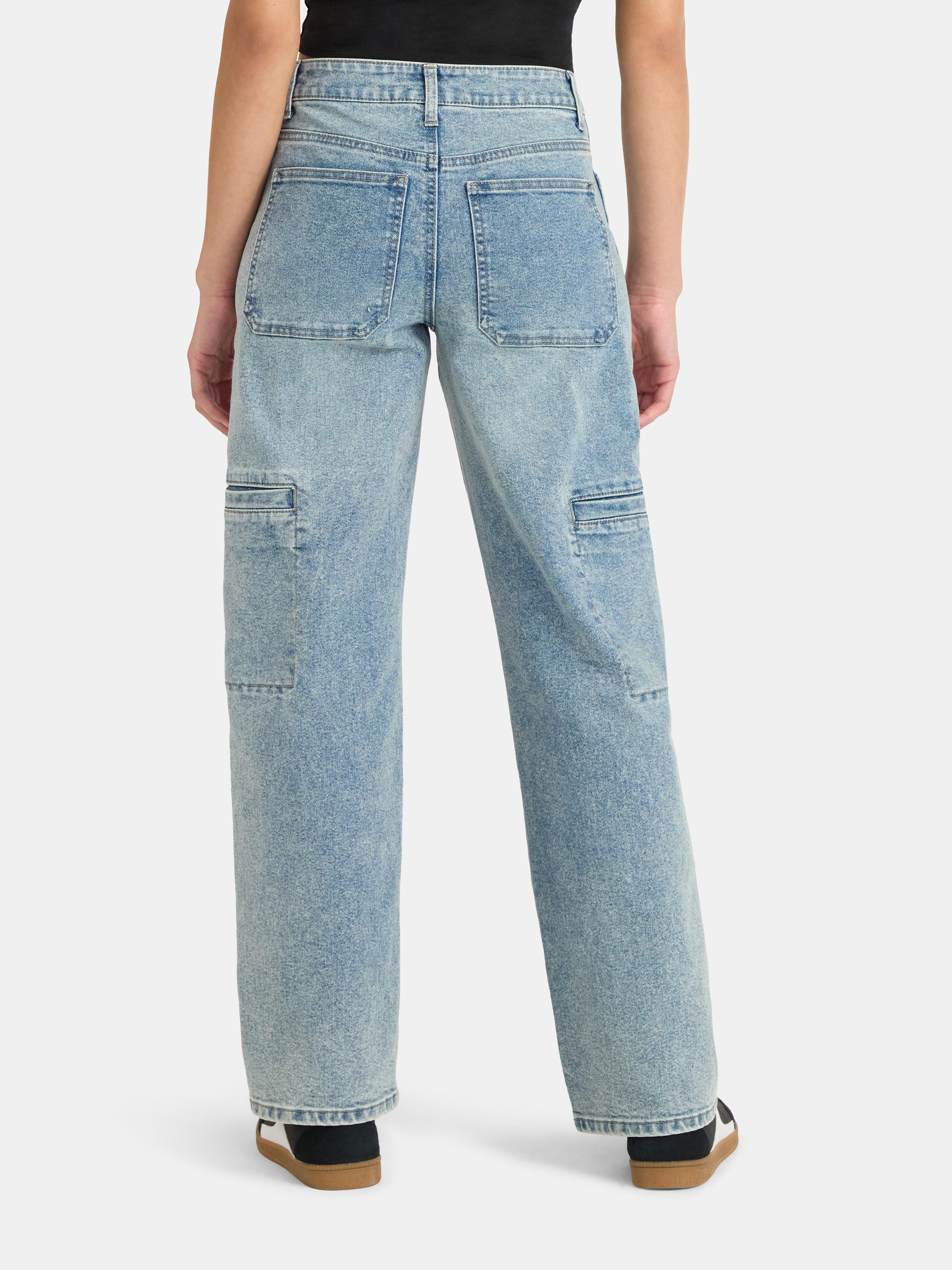No Boundaries Twisted Seam Utility Wide Leg Jeans, 31.5'' Inseam, Women's