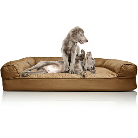 FurHaven Pet Dog Bed | Orthopedic Quilted Sofa-Style Couch Pet Bed for Dogs & Cats, Toasted Brown, (Best Price Dog Beds)